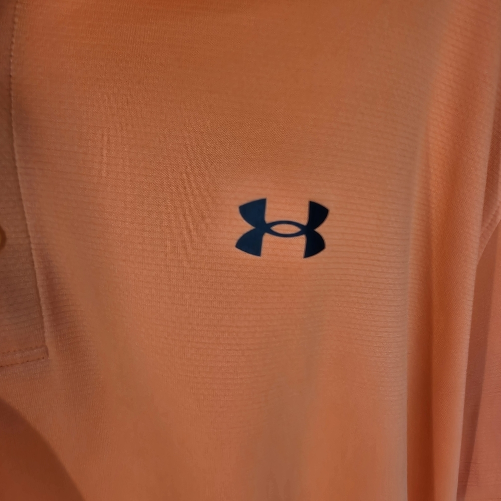 Under Armour Polo Mens 4XL Orange Blck Loose Fit HeatGear Golf Performance Shirt - Picture 6 of 7